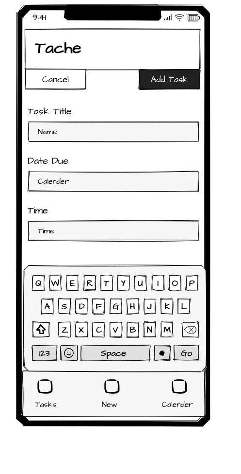 Add new screen wireframe