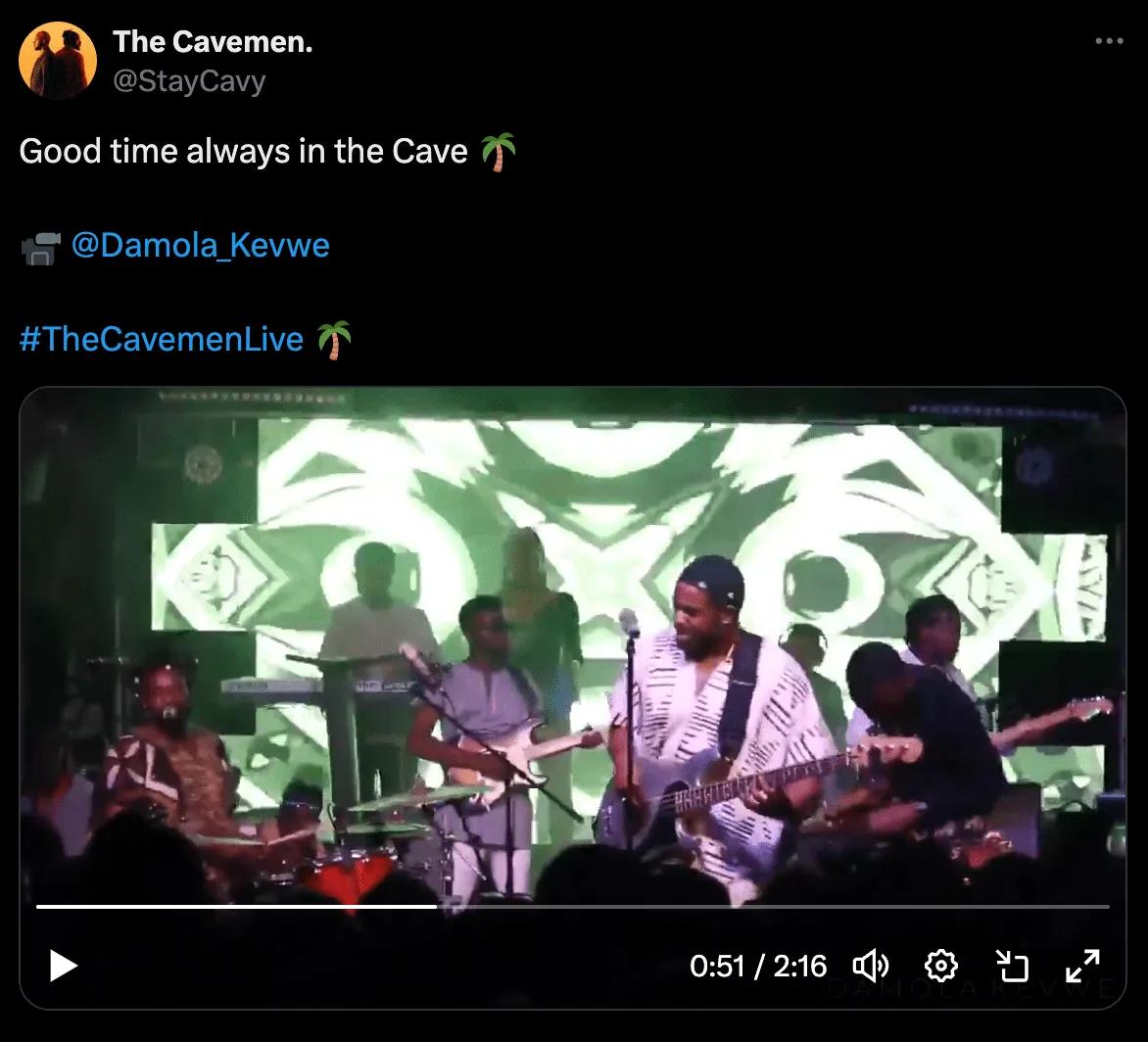 The Cavemen Live - tweet post