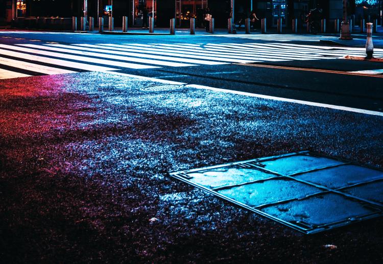 Effect of Psychedelic Lights on Manhattan Roads Blue