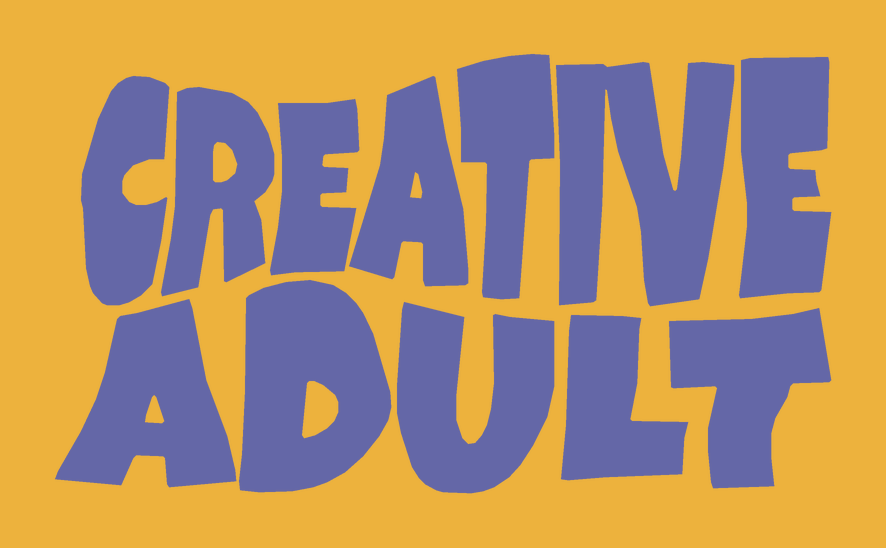 The Creative Adult wordmark wobbling in a looping animation
