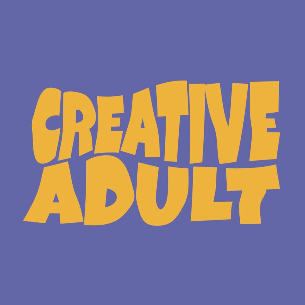 Creative Adult wordmark in yellow on violet