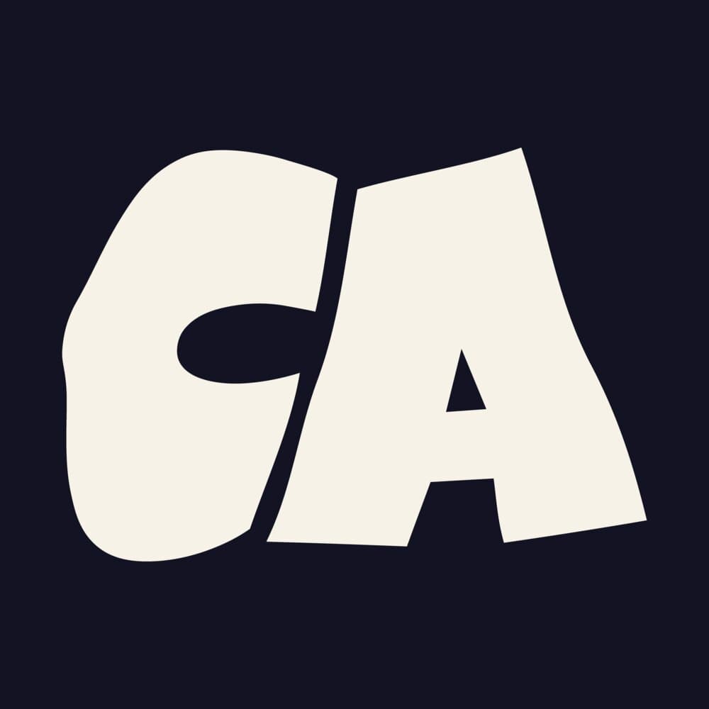 CA monogram in cream on near-black