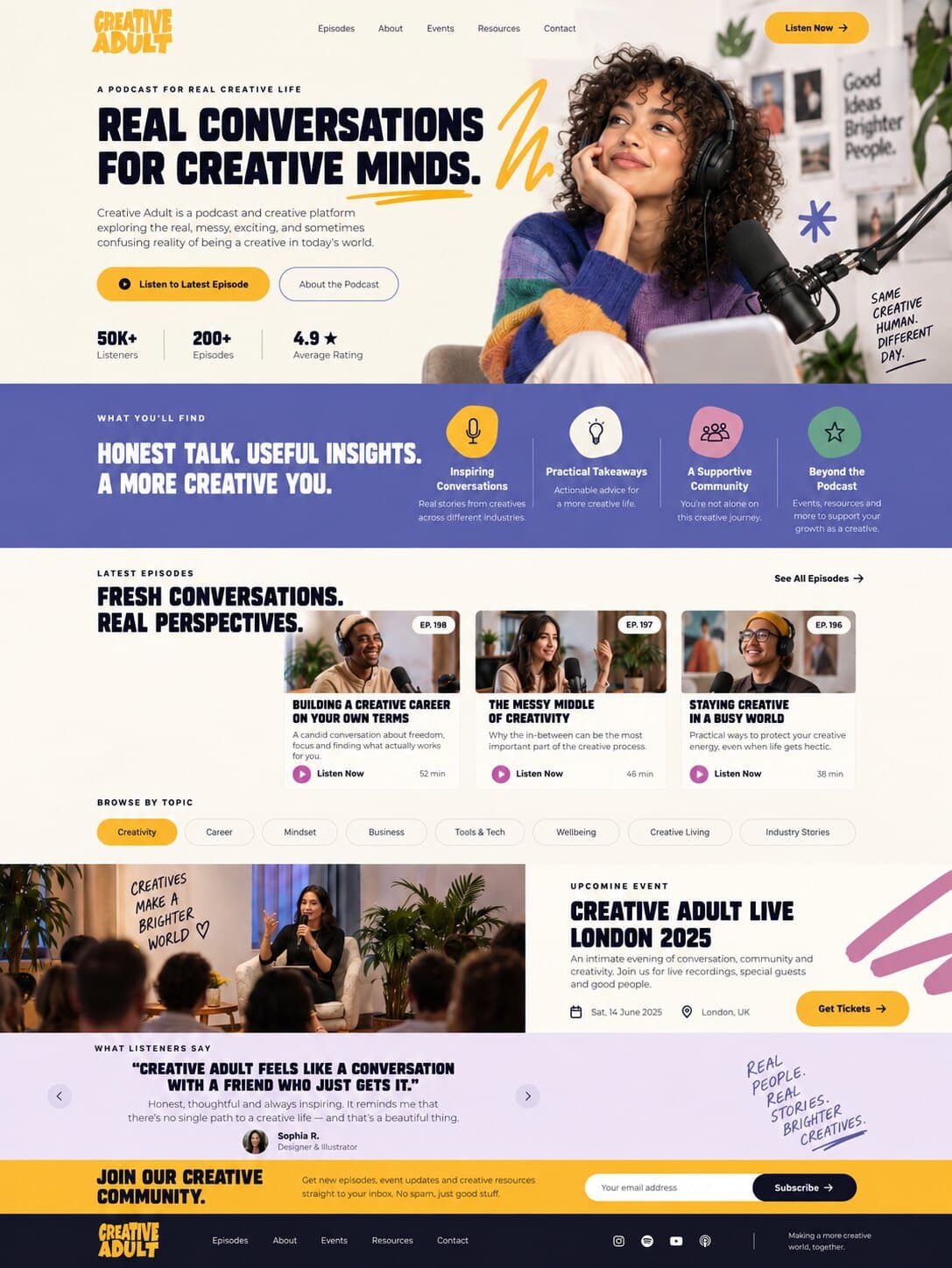 Creative Adult website homepage mockup