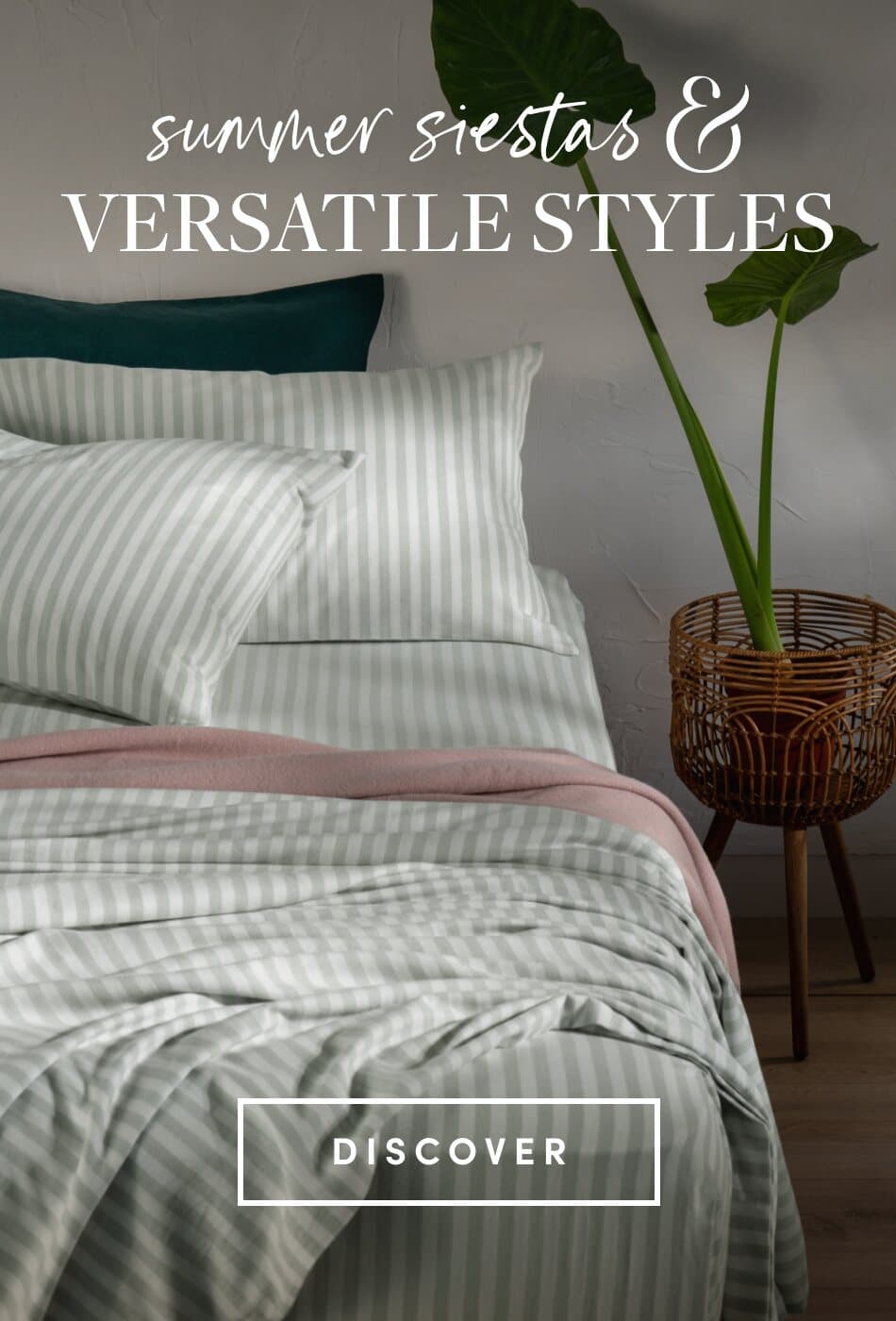 New styles this season menu banner with soft pink linen bedding